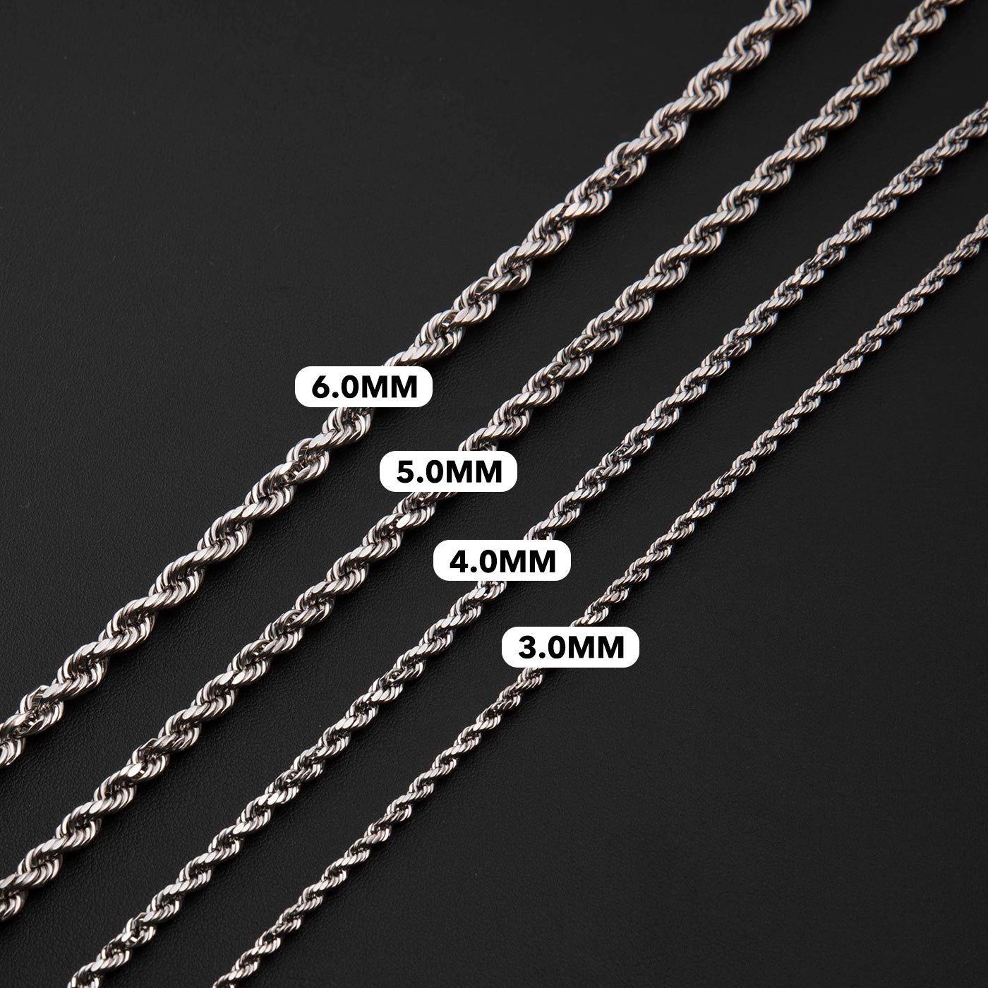 Rope Chain Necklace 14K White Gold - Hollow