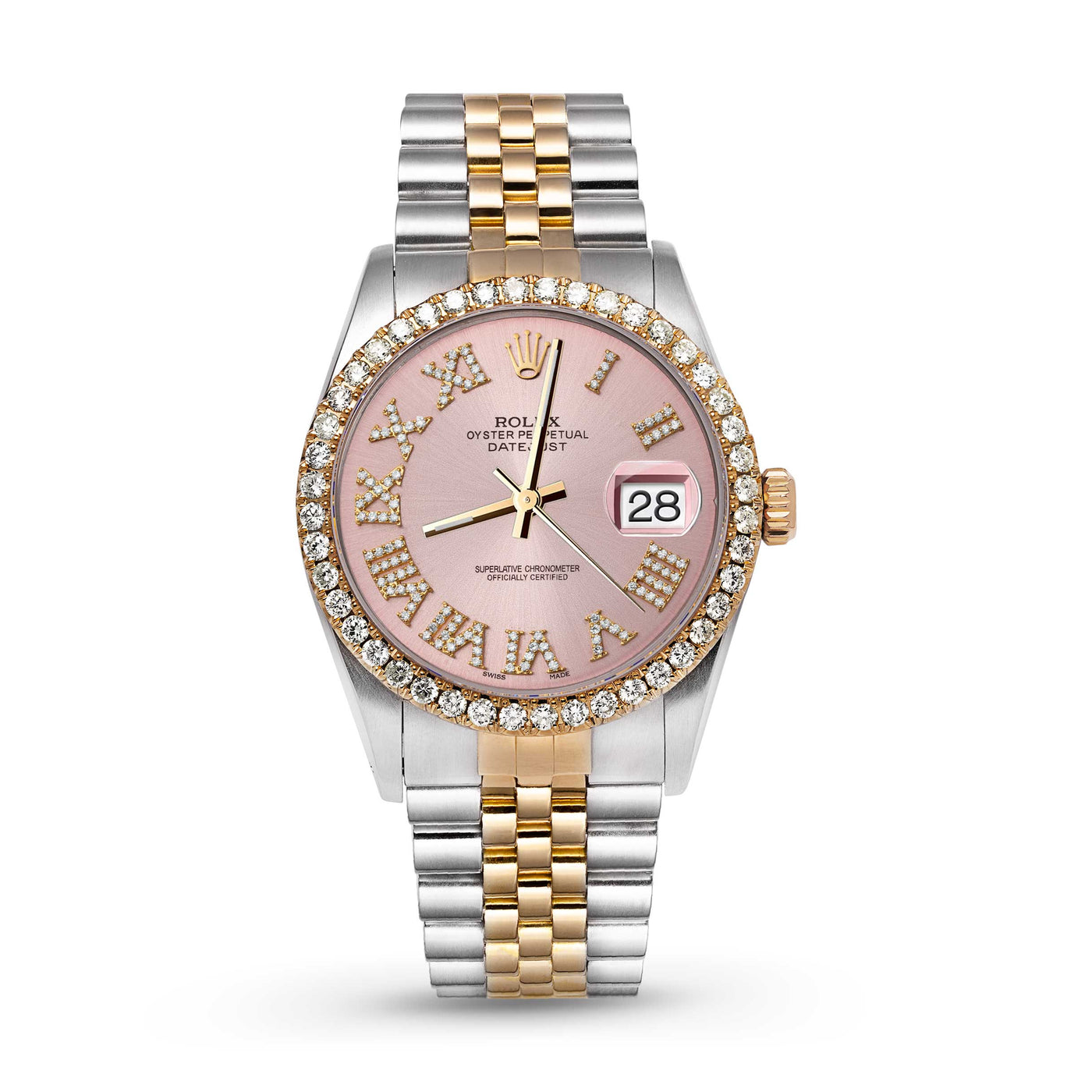 Rolex Datejust Diamond Bezel Watch 36mm Pink Roman Dial | 2.15ct