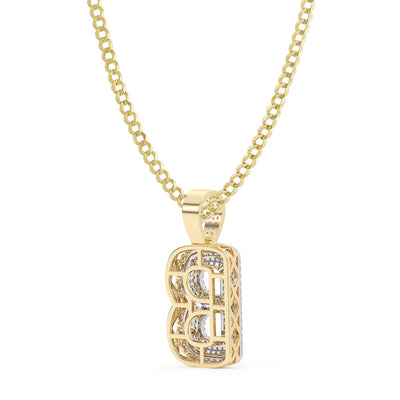 Diamond "B" Initial Letter Necklace 0.42ct Solid 10K Yellow Gold