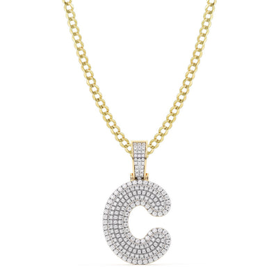 Diamond "C" Initial Letter Necklace 0.34ct Solid 10K Yellow Gold