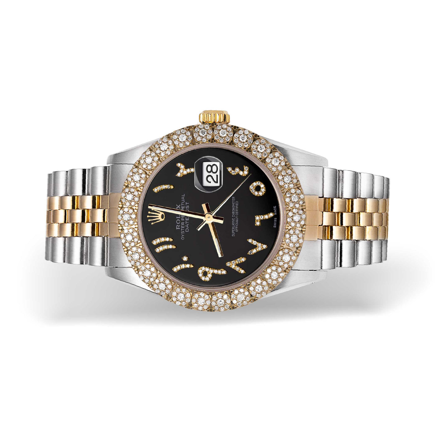 Rolex Datejust Diamond Bezel Watch 36mm Black Arabic Dial | 2.25ct