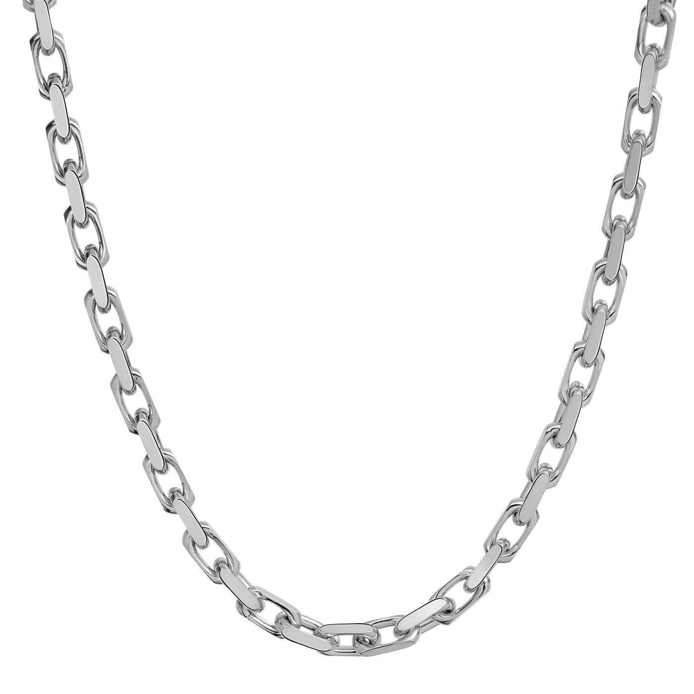 5mm Chunky Box Link Chain Necklace 14K Solid White Gold