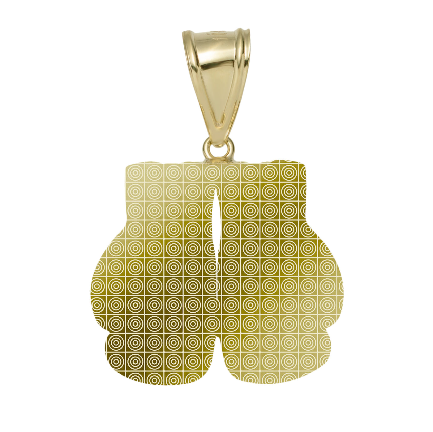 Double Boxing Glove Pendant Charm Diamond Cut 10K Yellow Two-Tone Gold
