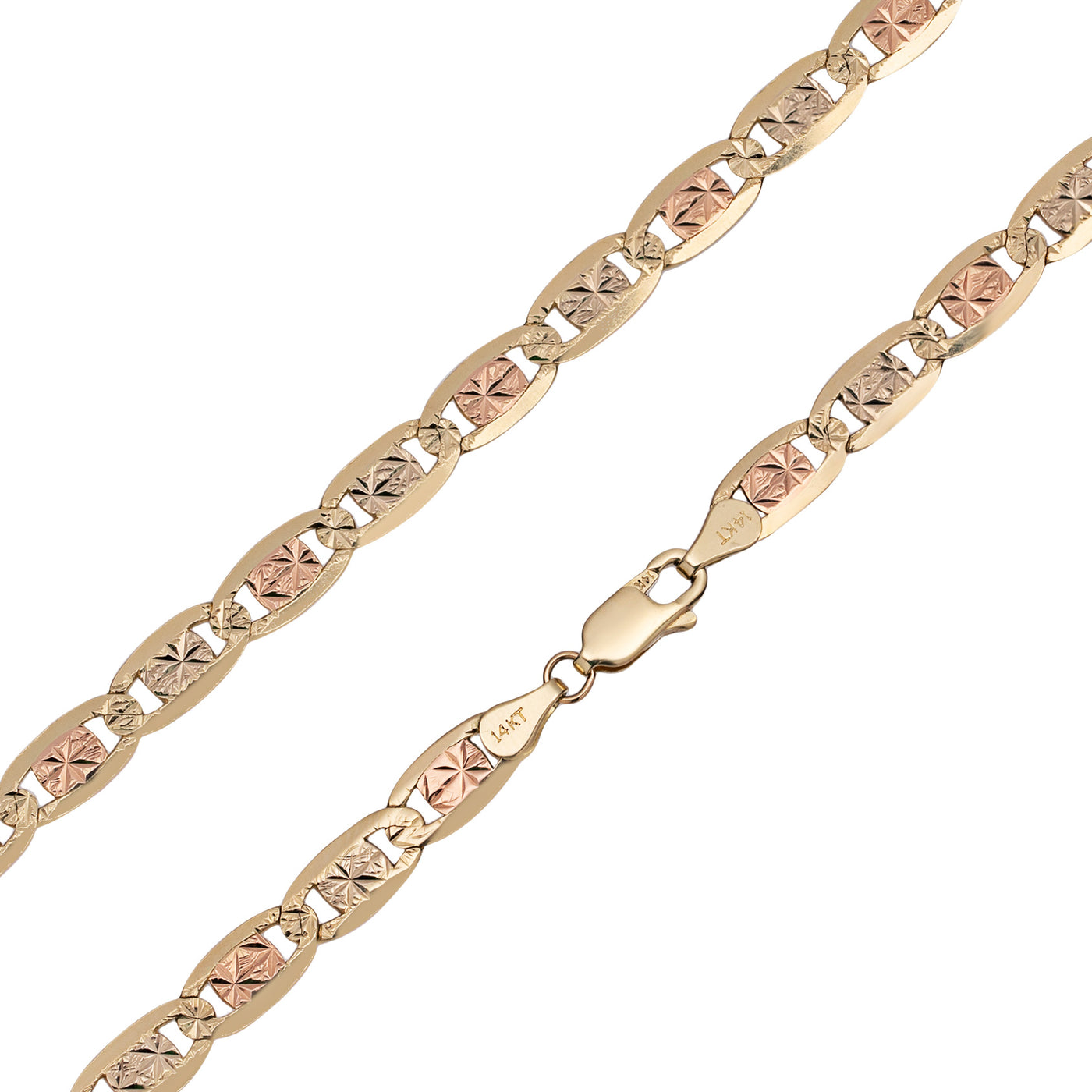 Women's Valentino Link Chain Necklace 14K Tri-Color Gold