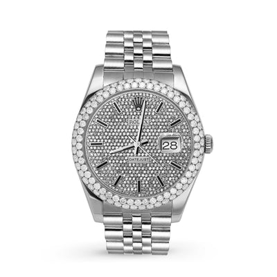 Rolex Datejust Diamond Bezel Watch 41mm Black Dial | 7.5ct