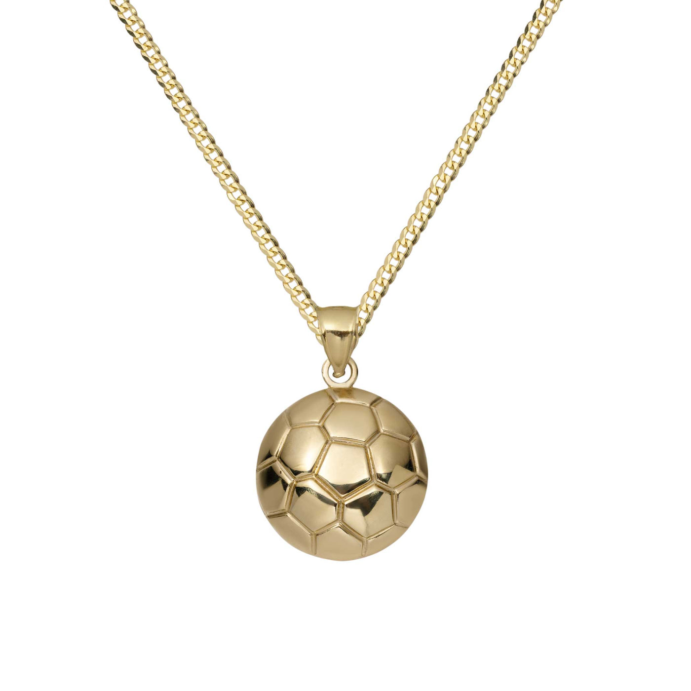 1" Soccer Ball Necklace 10K Yellow Gold