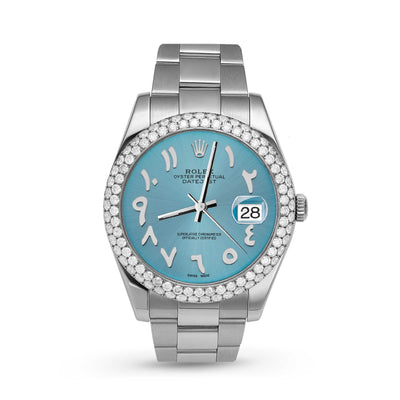 Rolex Datejust Diamond Bezel Watch 41mm Diamond Ice Blue Arabic Dial | 5.15ct