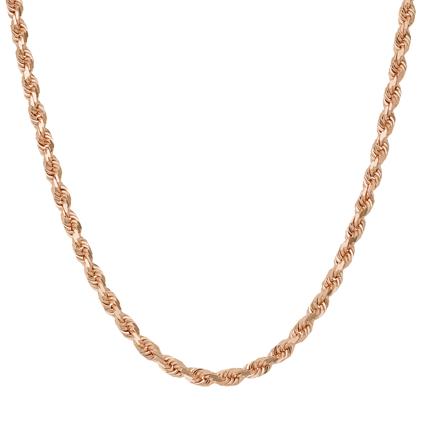Women's Rope Chain Necklace 10K Rose Gold - Solid