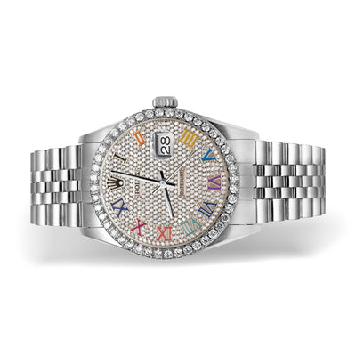 Rolex Datejust Diamond Bezel Watch 36mm Rainbow Roman Dial | 2.60ct