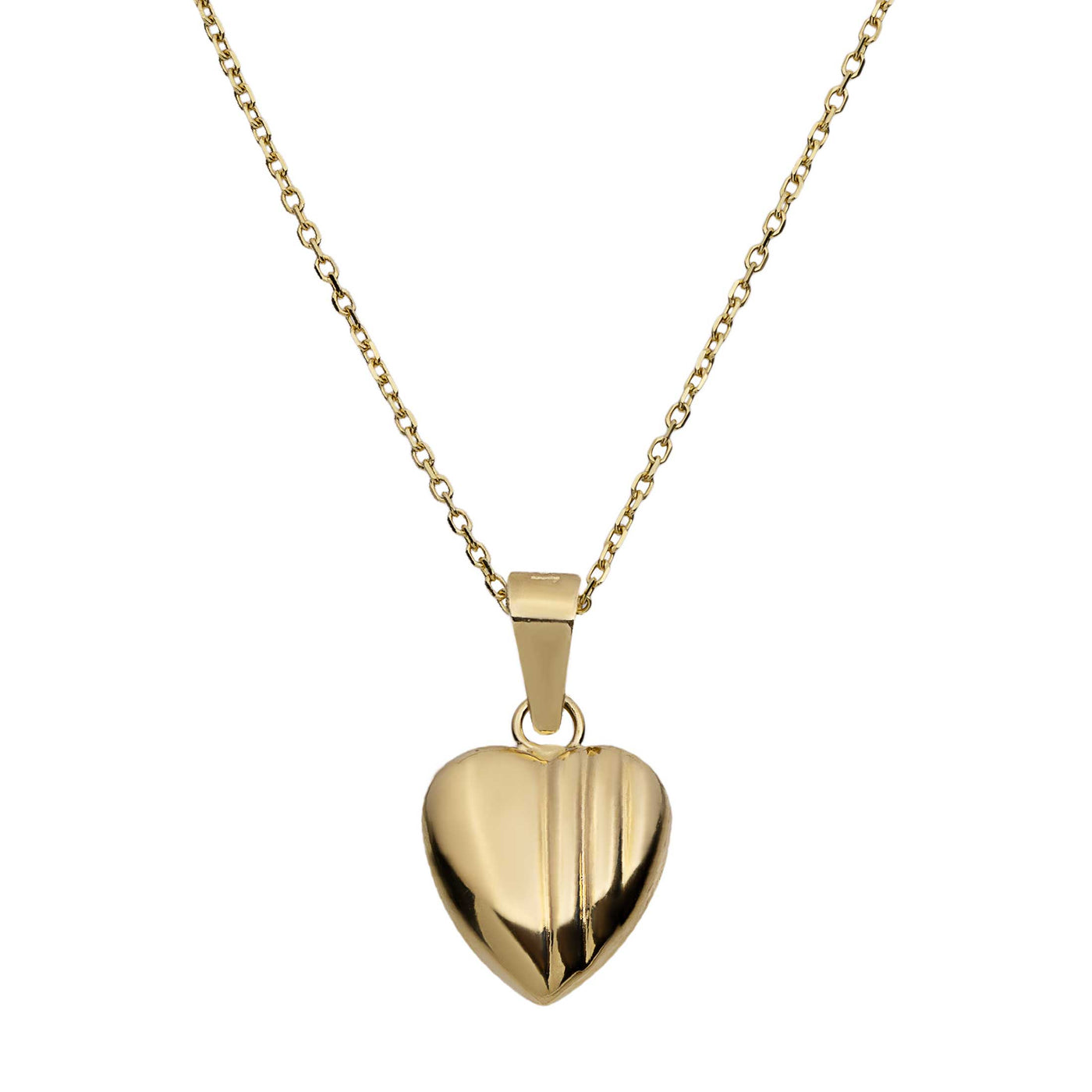Mini Puffed Heart Pendant Necklace 14K Yellow Gold