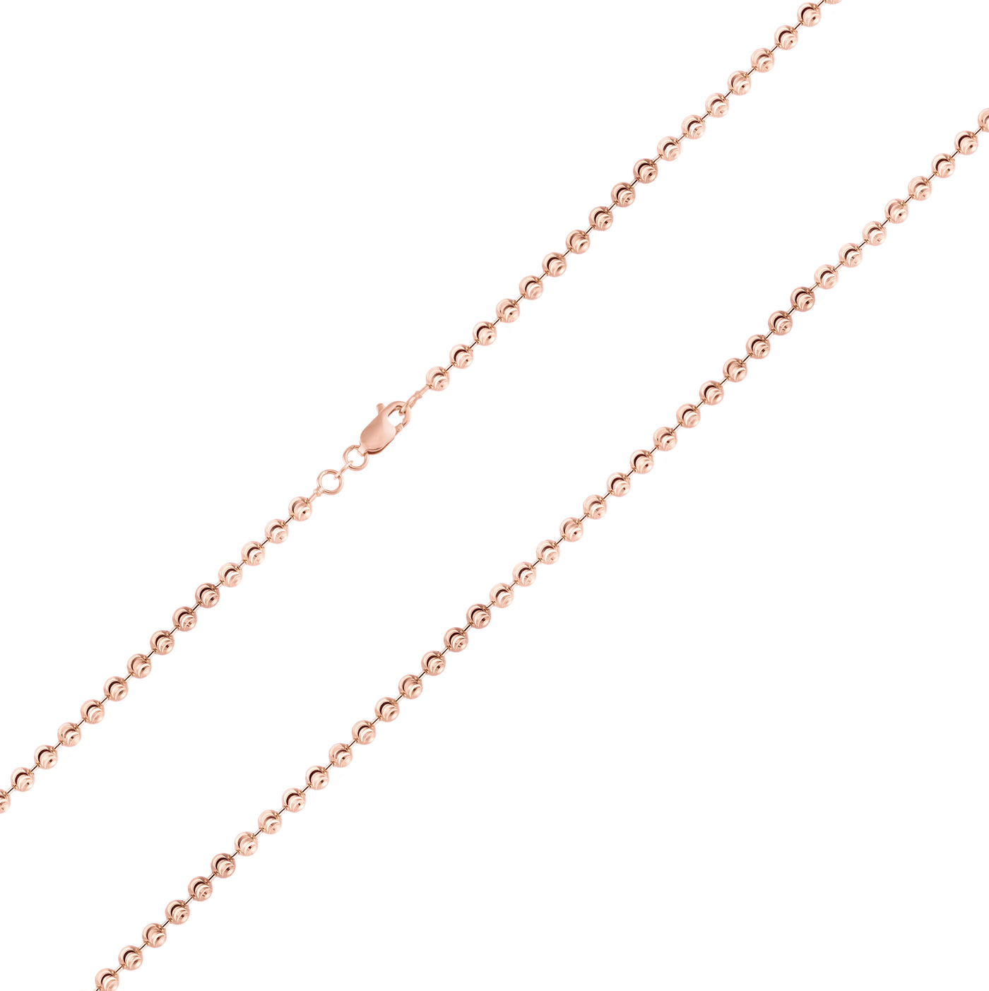 Bead Ball Moon Cut Link Chain Necklace 14K Rose Gold