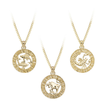 1" Women's Zodiac Pendant Necklace 10K Yellow Gold