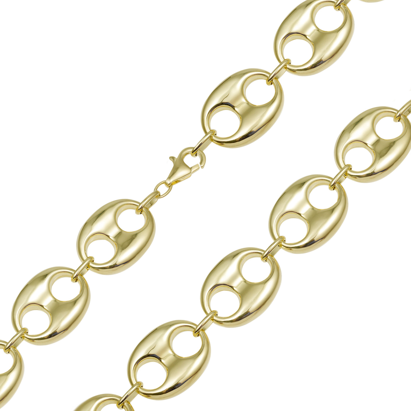 Puffed Gucci Link Chain Necklace 10K Yellow Gold