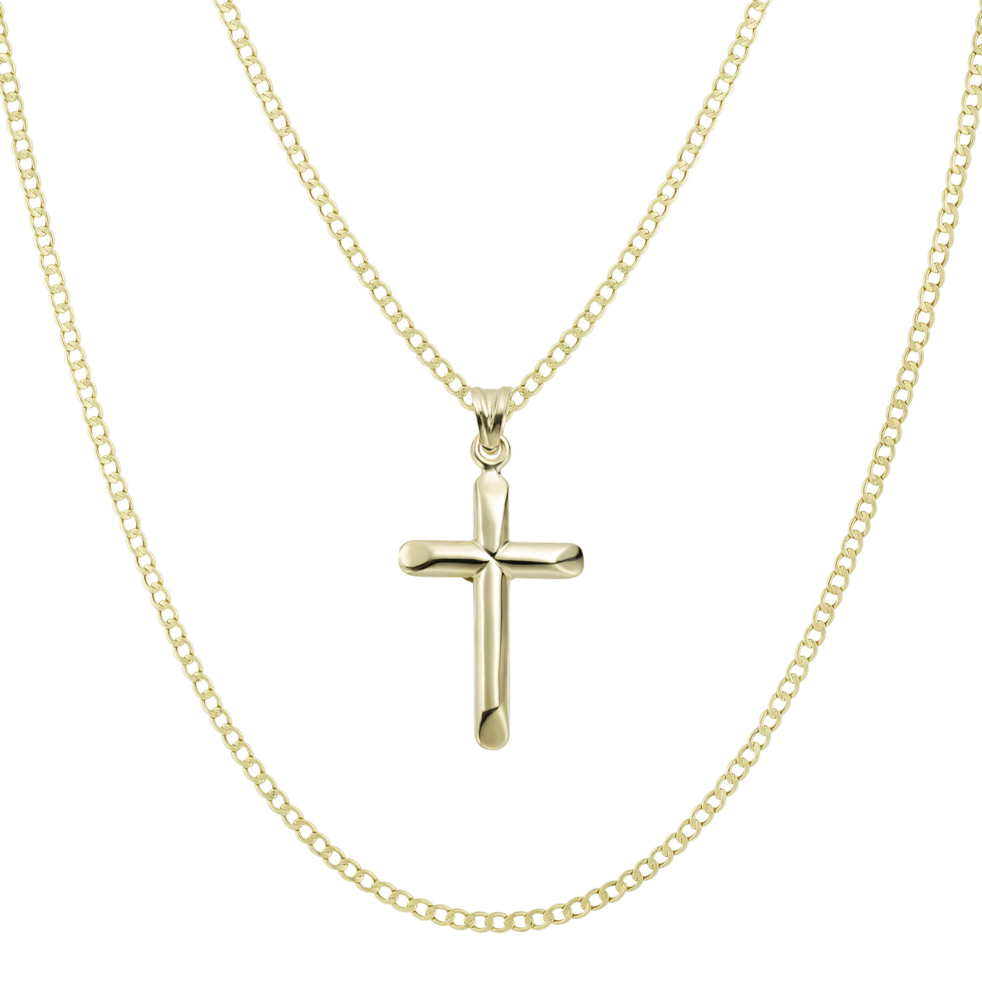 1 1/2" Diamond Cut Jesus Cross Crucifix Two-Tone Pendant & Chain Necklace Set 10K Yellow White Gold
