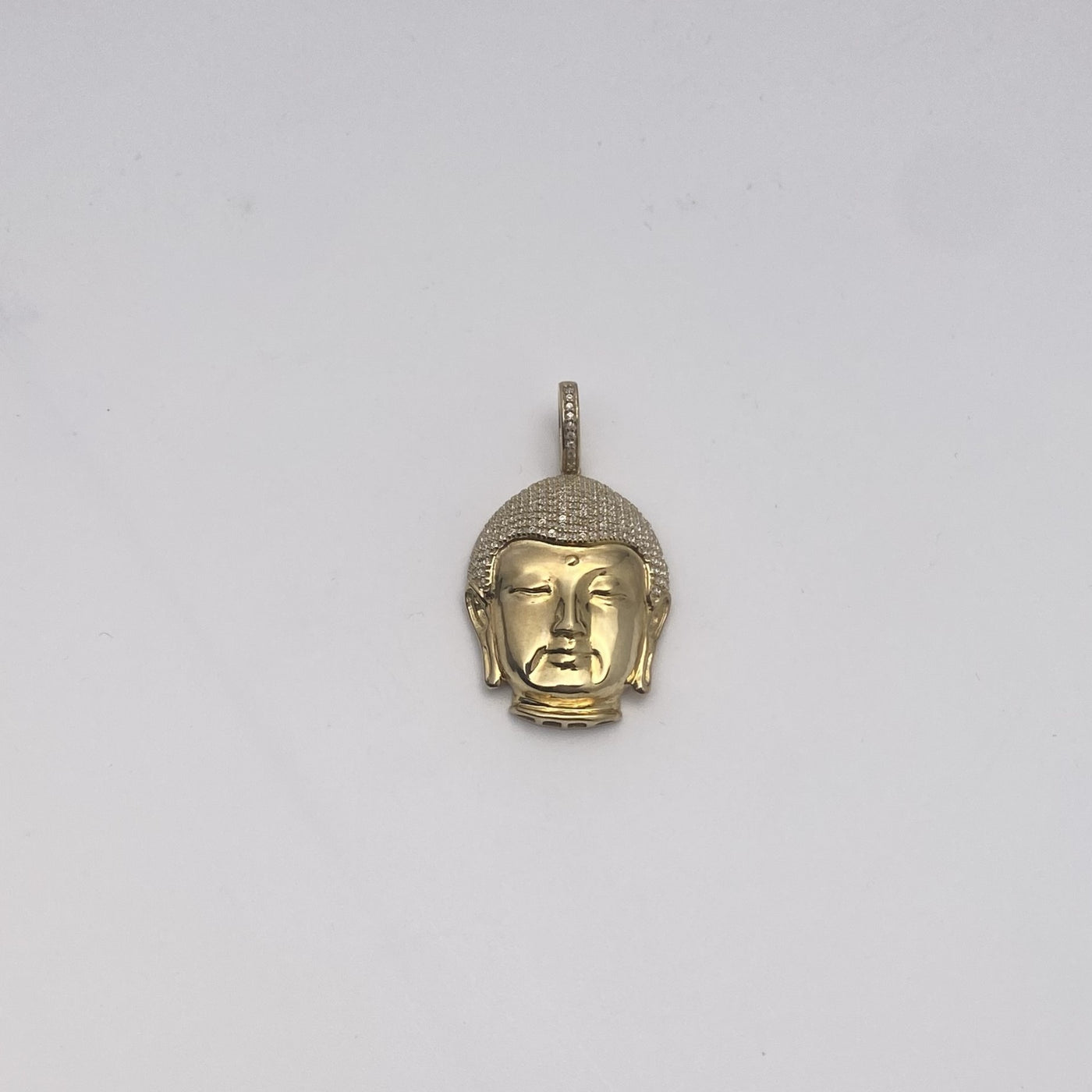 1 3/4" Buddha CZ Cubic Zircon Charm Pendant Solid 10K Yellow Gold