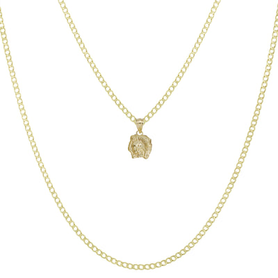 3/4" Diamond Cut Roaring Lion Pendant & Chain Necklace Set 10K Yellow Gold