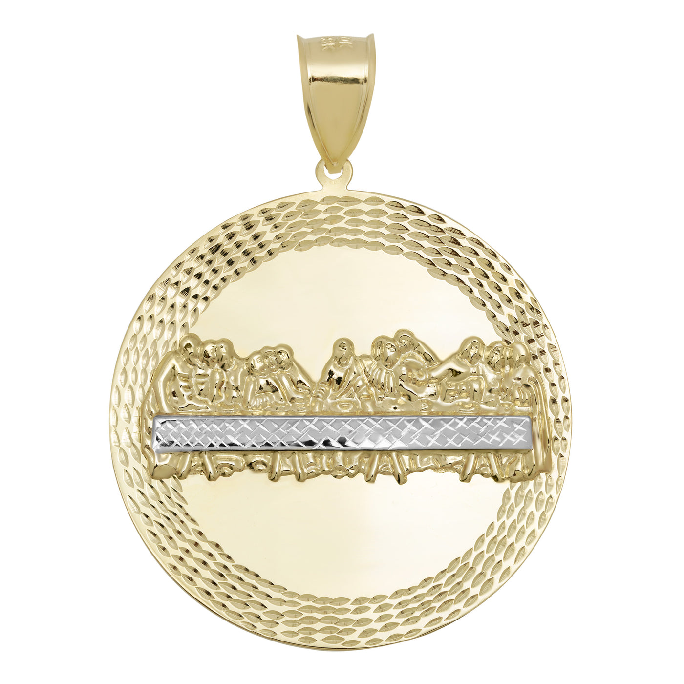 Two-Tone Last Supper Medallion Pendant 10K Yellow Gold