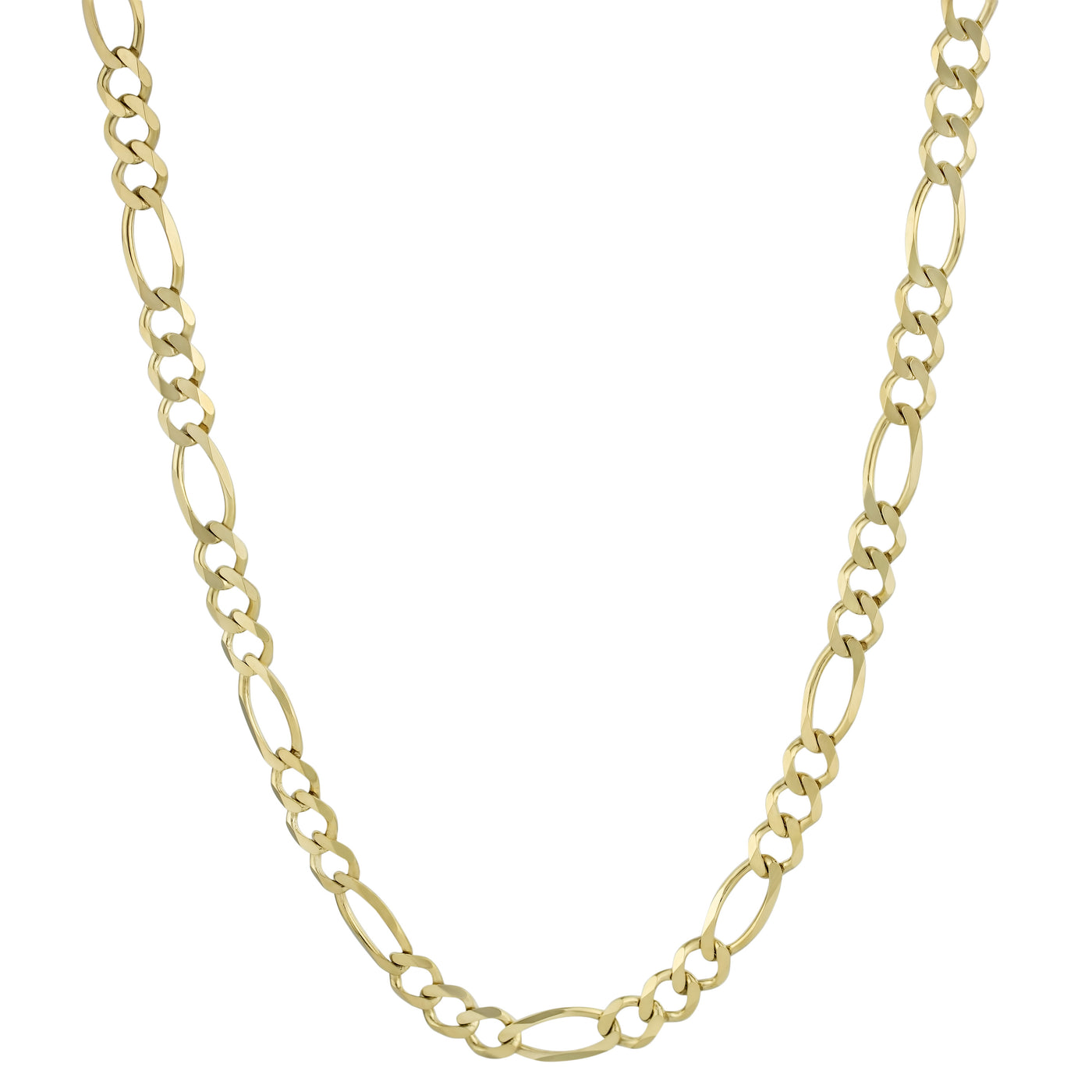 Diamond-Cut Figaro Link Chain Necklace 14K Yellow Gold - Solid