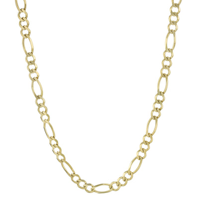 Women's Diamond Cut Figaro Chain 14K Yellow Gold - Solid