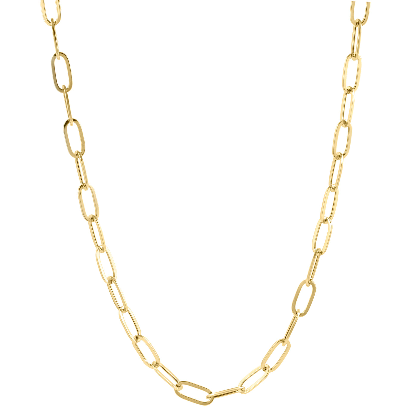 Paperclip Chain Necklace 10K Yellow Gold - Hollow