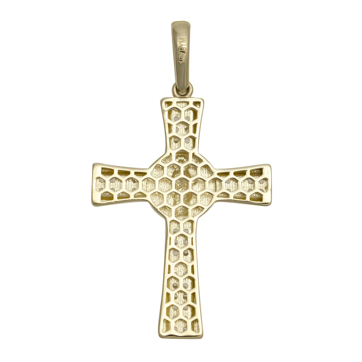 1 1/2" CZ Saint Jude Cross Pendant 10K Yellow Gold