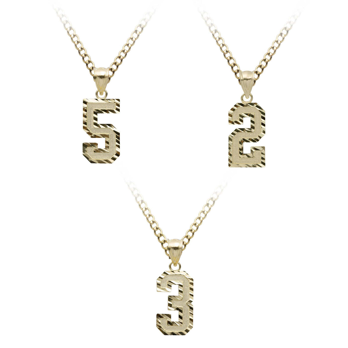 1 1/4" Women's Diamond-Cut Number Necklace 10K Yellow Gold