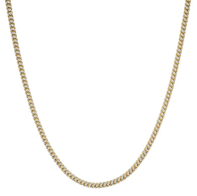 Pave Franco Chain Necklace 10K Yellow White Gold - Hollow