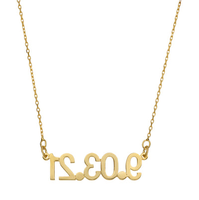 Ladies Shiny Date Necklace 14K Gold - Style 176