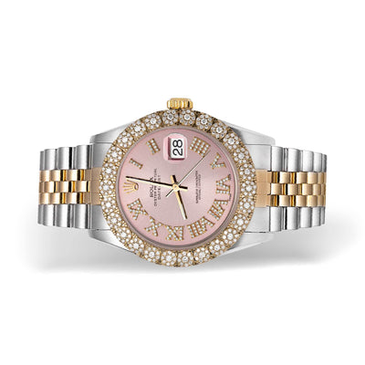 Rolex Datejust Diamond Bezel Watch 36mm Pink Roman Dial | 2.25ct