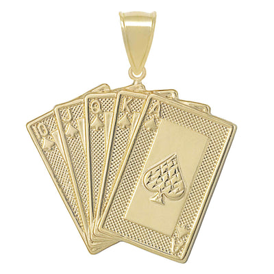 2" Poker Playing Cards Faces Card Pendant Real 10K Yellow Gold