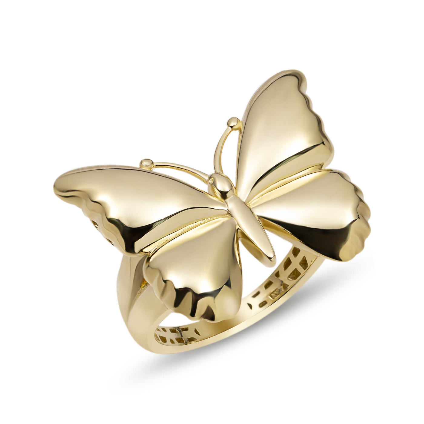 Shiny Butterfly Ring 10K Yellow Gold