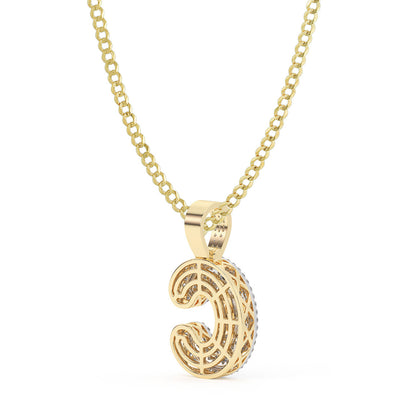 Women's Diamond "C" Initial Letter Necklace 0.34ct Solid 10K Yellow Gold