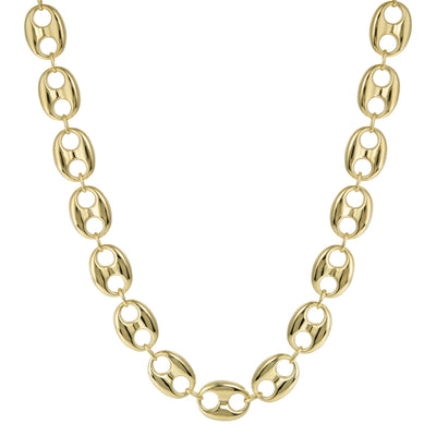 Women's Puffed Gucci Link Chain Necklace 14K Yellow Gold