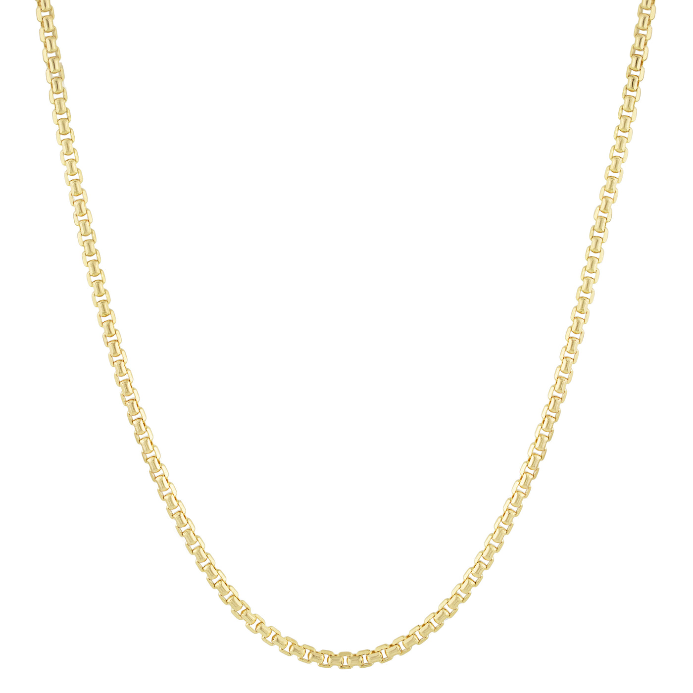Women's Round Box Link Chain Necklace 14K Yellow Gold - Hollow