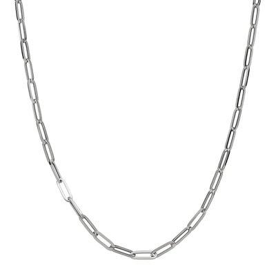 Paperclip Chain Necklace 14K Gold - Solid
