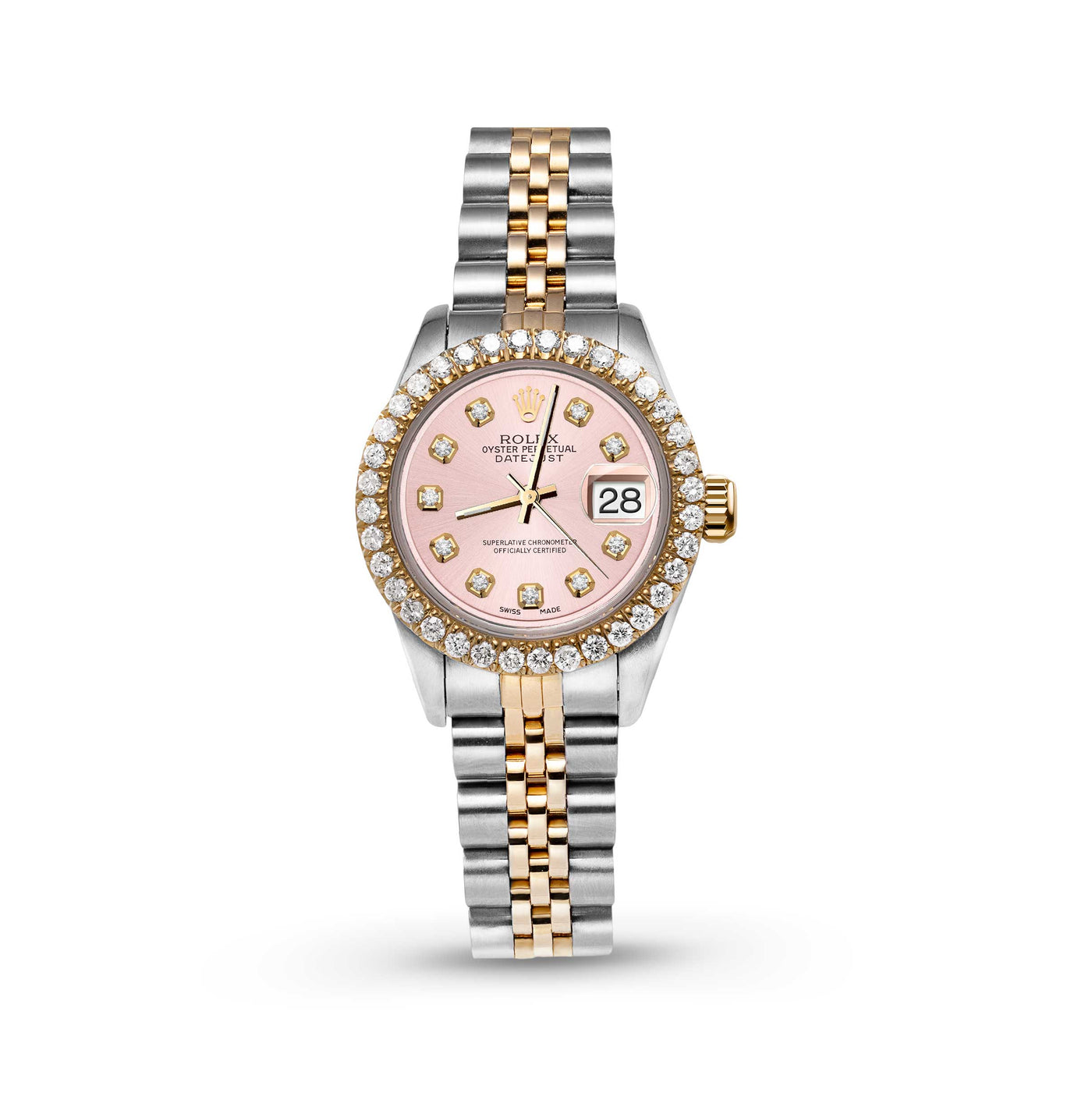 Women Rolex Datejust Diamond Bezel Watch 26mm Pink Dial | 1.25ct