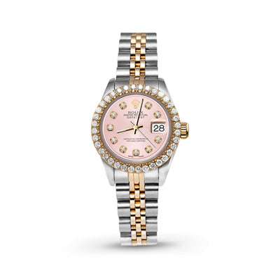 Women Rolex Datejust Diamond Bezel Watch 26mm Pink Dial | 1.25ct