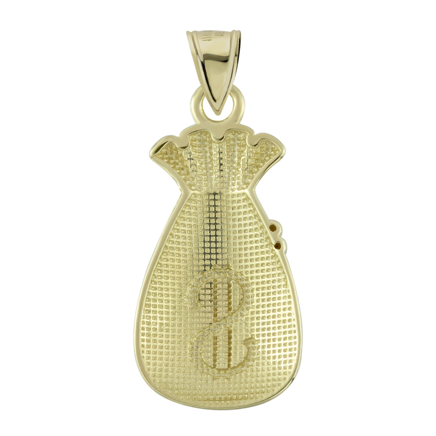 Diamond-Cut Money Bag Luck Pendant 10K Yellow Gold